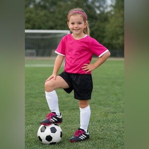 adidas Black Soccer Cleats with White Stripes and Hot Pink Laces